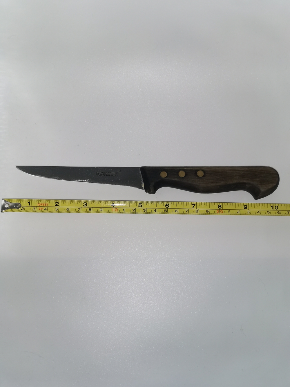LUDWIG SCHIFF Vintage 10" Boning knife Stainless, W/ Wood Handle Dolingen German - Picture 6 of 6